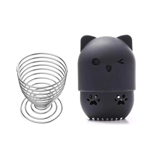 Makeup Sponge Holder Beauty Sponge Holder + Makeup Blender Travel Case Beauty Sponge Blender Drying Stand & Storage Containers - Black + Silver